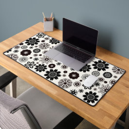 Leuk Leuk Modern Zwart-wit Bloemen Patroon Bureaumat
