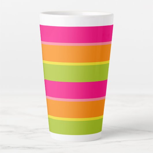 Leuk Levendig Hot Pink, Groen, Sinaasappel en Geel Latte Mok (Voorkant)