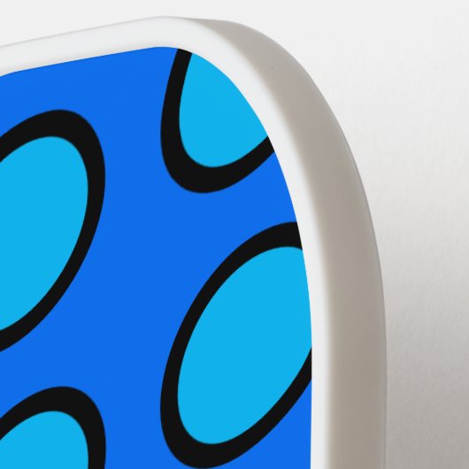 Leuk levendig tweekleurig blauw zwart cirkel raste pickleball paddle (Links Detail)