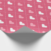 Leuk Liefde Roze Hart Diagonaal Patroon Cadeaupapier (Hoek)