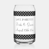 Leuk-liefdevolle zwart & witte polkadots patroon b blikvorm glas (Voorkant)