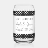 Leuk-liefdevolle zwart & witte polkadots patroon b blikvorm glas (Achterkant)