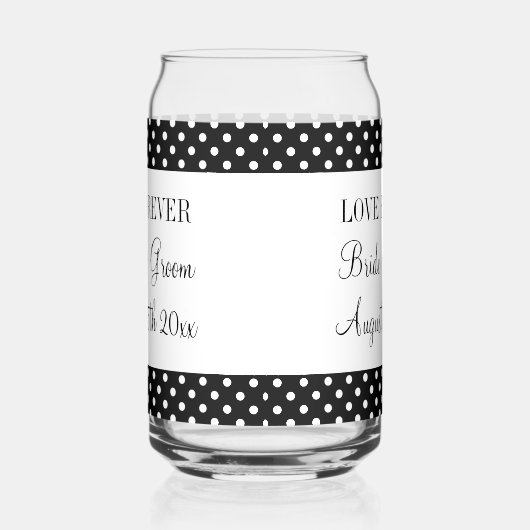 Leuk-liefdevolle zwart & witte polkadots patroon b blikvorm glas (Rechts)