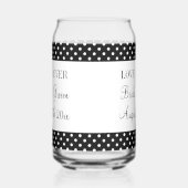 Leuk-liefdevolle zwart & witte polkadots patroon b blikvorm glas (Links)