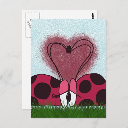 Leuk lieveheersbeestje paar briefkaart (Voorkant / Achterkant)