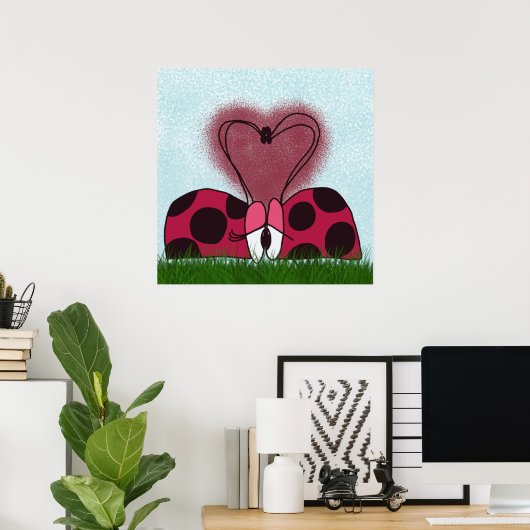 Leuk lieveheersbeestje paar poster (Thuiskantoor)