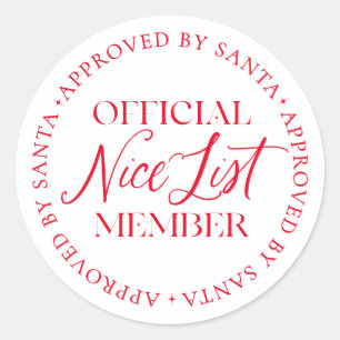 Leuk lijstlid goedgekeurd door Santa Christmas Ronde Sticker