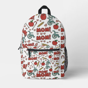 Leuk "MAMA!" Patroon met Appels, Rolstoelen Bedrukte Rugzak