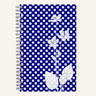 Leuk marineblauw en wit stippen schrift notitieboek