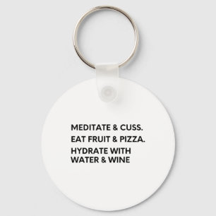 Leuk meditatie- en Lance-shirt voor yoga en pizza Sleutelhanger