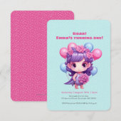 Leuk meisje dinosaurus verjaardag uitnodiging (Voorkant / Achterkant)