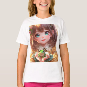 Leuk meisje met een schattige kikker t-shirt