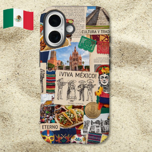 Leuk Mexicocore Scrapboek Collage Viva Mexico iPhone 16 Hoesje