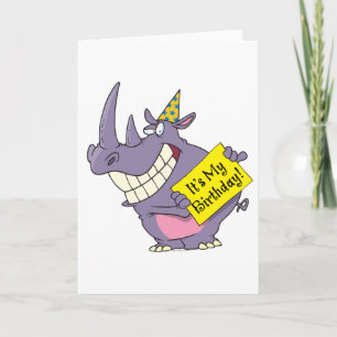 Leuk mijn verjaardag Rhino feestviering cartoon Kaart