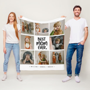 Leuk modern 'BESTE MOEDER Ooit' 6 foto Fleece Deken