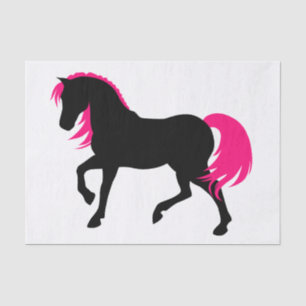 Leuk Modern Elegant Zwart Wit & Heet Roze Paard Tissuepapier