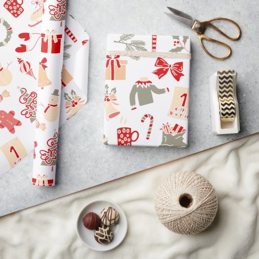 Leuk Modern Kerst Patroon Wrapping Papier (Crafts)