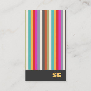 Leuk Modern Kleurrijk Gestreept Monogram Visitekaartje