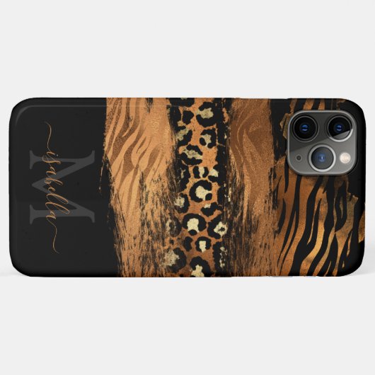 Leuk modern koper glitter script monogram Case-Mate iPhone case (Achterkant (horizontaal))