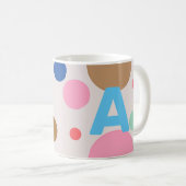 Leuk Modern Polka Dot Monogram Koffiemok (Voorkant rechts)