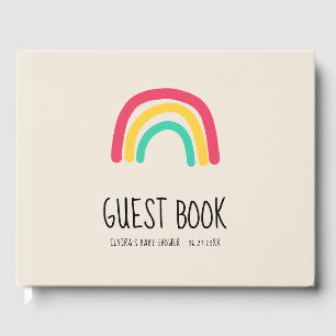 Leuk modern regenboog Baby shower Gastenboek