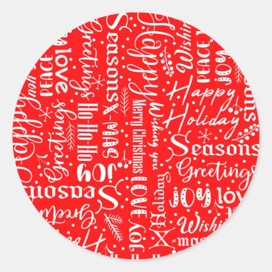Leuk Modern Rood Vrolijk Vrolijk Kerstscript Ronde Sticker (Voorkant)