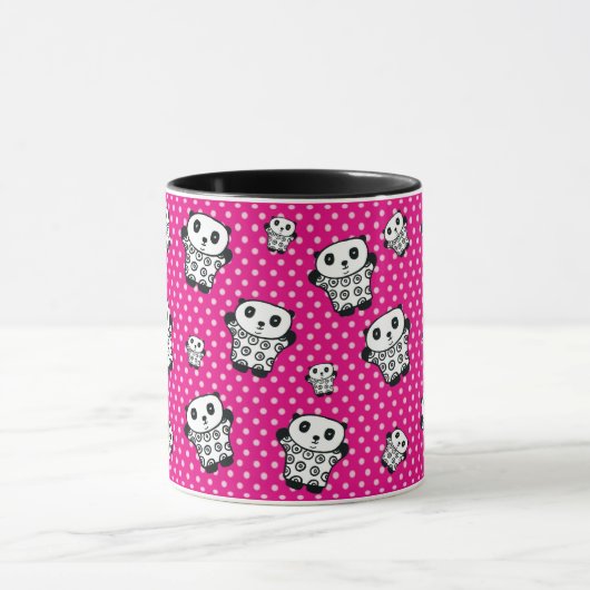 Leuk Modern Roze Girly Kawaii Panda Beer Polka Dot Mok (Midden)