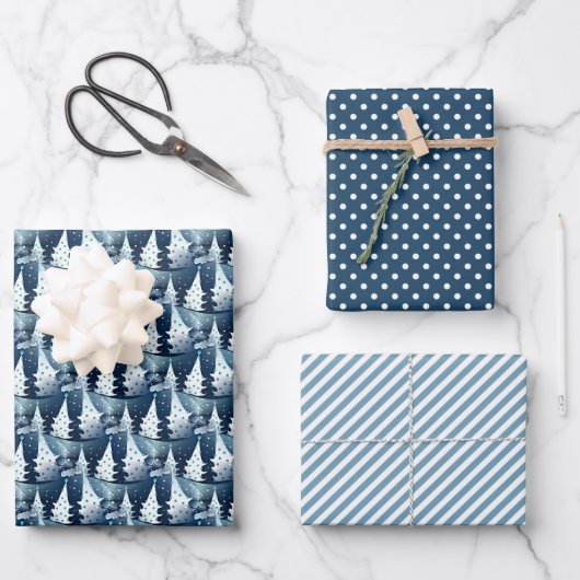 Leuk Modern Scandinavisch Abstract Pine Tree Patte Inpakpapier Vel (Voorkant)