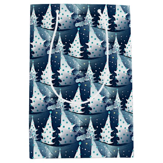 Leuk Modern Scandinavisch Abstract Pine Tree Patte Medium Cadeauzakje (Voorkant)