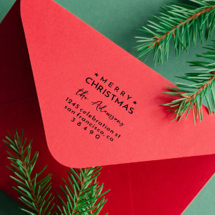 Leuk Modern Vrolijk Kerstmis Familie Retouradres Rubberstempel