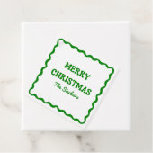 Leuk Modern Wavy Border Green Kerstfeest Bedankjes Labels (In situ)