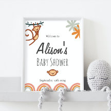 Leuk Monkey Baby shower Welkomstbord