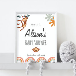 Leuk Monkey Baby shower Welkomstbord Poster