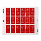 Leuk Monogram Feestelijke Rode & Witte Vakantie Etiket (Full Sheet)