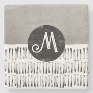 leuk monogram gevarieerd grijs en wit artistiek stenen onderzetter