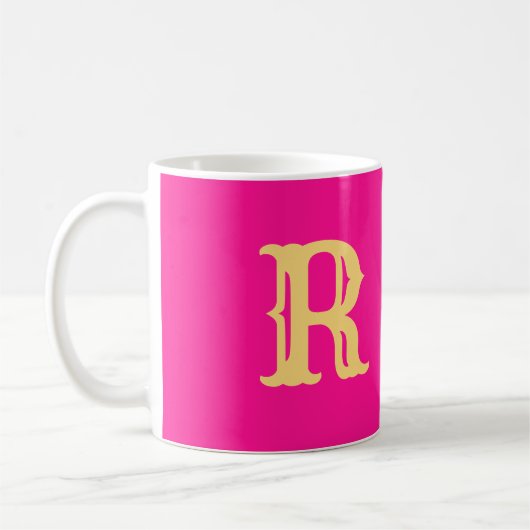 Leuk Monogram Hot Pink Koffiemok (Links)