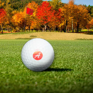 Leuk monogram initiaal Een oranje koraal Golfballen