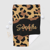 Leuk Monogram Luipaard Print Golfhanddoek (Insitu)