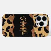 Leuk Monogram Luipaard Print iPhone Hoesje (Achterkant horizontaal)