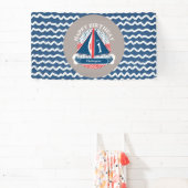 Leuk Nautisch Gelukkig 1e Verjaardag Zeilboot Fees Spandoek (Insitu)