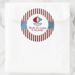 Leuk nautisch thema verjaardagsfeestje ronde sticker