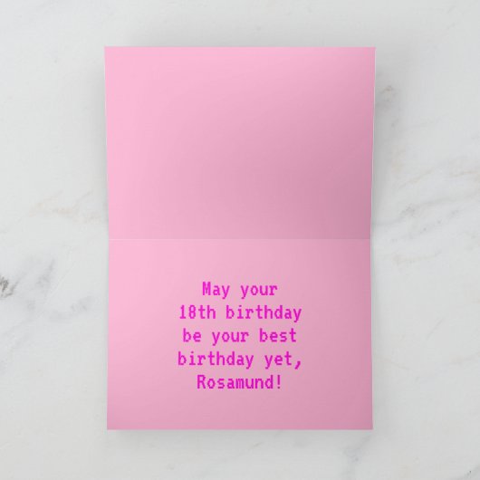 Leuk, Nerdy, Geeky, Roze, 8-Bit stijl 18e verjaard Kaart (Binnen)