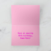 Leuk, Nerdy, Geeky, Roze, 8-bit stijl 40e verjaard Kaart (Binnen)