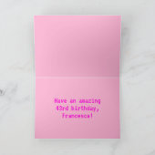 Leuk, Nerdy, Geeky, Roze, 8-bit stijl 43e verjaard Kaart (Binnen)