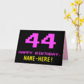 Leuk, Nerdy, Geeky, Roze, 8-bit stijl 44e verjaard Kaart (Gele Bloem)