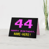 Leuk, Nerdy, Geeky, Roze, 8-bit stijl 44e verjaard Kaart (Voorkant)
