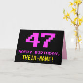 Leuk, Nerdy, Geeky, Roze, 8-bit stijl 47e verjaard Kaart (Gele Bloem)