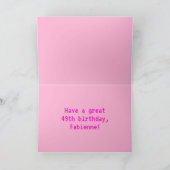 Leuk, Nerdy, Geeky, Roze, 8-bit stijl 49e verjaard Kaart (Binnen)