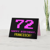 Leuk, Nerdy, Geeky, Roze, 8-bit stijl 72e verjaard Kaart (Voorkant)