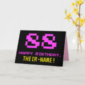 Leuk, Nerdy, Geeky, Roze, 8-bit stijl 88ste verjaa Kaart (Gele Bloem)